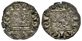 Kingdom of Castille and Leon. Alfonso XI (1312-1350). Noven. Leon. (Bautista-458.1). Ve. 0,71 g. Roundel above right tower and before lion. Choice VF....