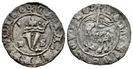 Kingdom of Castille and Leon. Juan I (1379-1390). Blanca del Agnus Dei. Burgos. (Bautista-723). (Abm-549). Anv.: + AGNVS : DEI : QITO : . Rev.: + CATA...