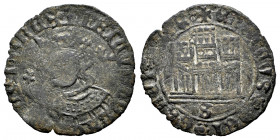 Kingdom of Castille and Leon. Enrique IV (1454-1474). Dinero. Sevilla. (Bautista-990.3). Ve. 1,51 g. Stars on the sides of the bust. S below the castl...