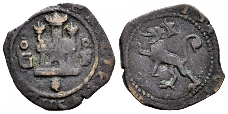 Philip II (1556-1598). 2 maravedis. Granada. (Cal-60). Ae. 3,52 g. Castle betwee...