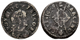 Philip IV (1621-1665). Seiseno. 1649. Bust of Louis XIV. (Cal-53). Ae. 3,53 g. Choice F. Est...15,00. 


 SPANISH DESCRIPTION: Felipe IV (1621-1665...
