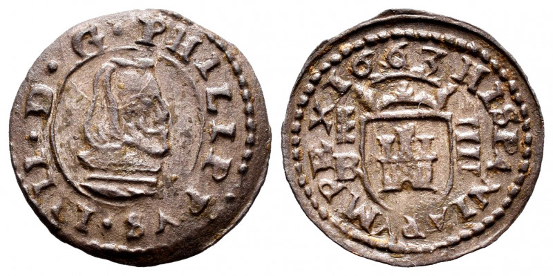 Philip IV (1621-1665). 4 maravedis. 1663. Segovia. BR. (Cal-257). (Jarabo-Sanahu...
