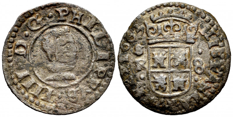 Philip IV (1621-1665). 8 maravedis. 1663. Sevilla. R. (Cal-406). (Jarabo-Sanahuj...
