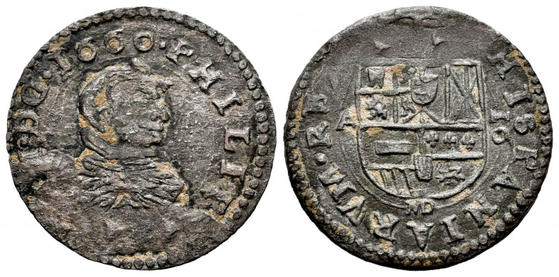 Philip IV (1621-1665). 16 maravedis. 1660. Madrid. A. (Cal-465). Ae. 4,38 g. Dat...