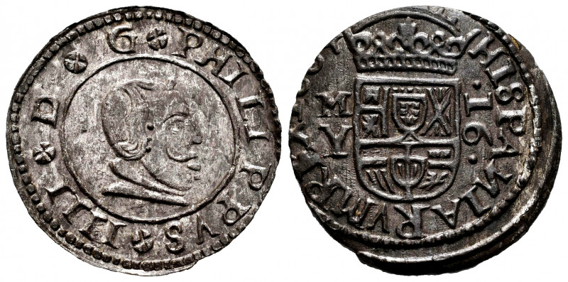 Philip IV (1621-1665). 16 maravedis. 1664. Madrid. Y. (Cal-481). Ae. 4,23 g. Vis...