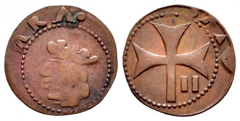 Charles II (1665-1700). Dobler. Mallorca. Ae. 0,91 g. Contemporary counterfeit. ...