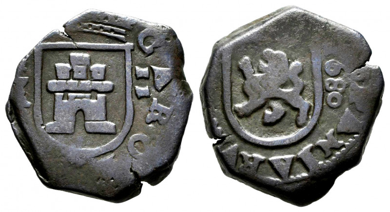 Charles II (1665-1700). 2 maravedis. 1680. Cuenca. (Cal-60). Ae. 6,70 g. Choice ...