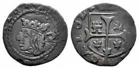 Philip V (1700-1746). Dobler. Mallorca. (Cal-5). Ae. 1,04 g. Almost VF. Est...30,00. 


 SPANISH DESCRIPTION: Felipe V (1700-1746). Dobler. Mallorc...