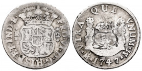 Ferdinand VI (1746-1759). 2 reales. 1747. México. M. (Cal-285). Ag. 6,43 g. F. Est...35,00. 


 SPANISH DESCRIPTION: Fernando VI (1746-1759). 2 rea...