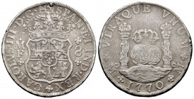 Charles III (1759-1788). 8 reales. 1770. México. MF. (Cal-1099). Ag. 26,70 g. Traces of welding at 12 o´clock. Choice F. Est...140,00. 


 SPANISH ...