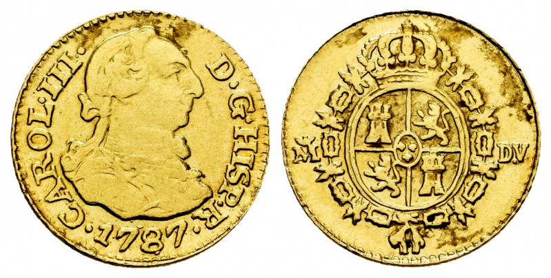 Charles III (1759-1788). 1/2 escudo. 1787. Madrid. DV. (Cal-1281). Au. 1,76 g. I...