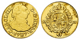 Charles III (1759-1788). 1/2 escudo. 1787. Madrid. DV. (Cal-1281). Au. 1,76 g. It was in hoop. Almost VF. Est...110,00. 


 SPANISH DESCRIPTION: Ca...