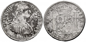 Charles IV (1788-1808). 8 reales. 1795. México. FM. (Cal-958). Ag. 26,12 g. Rust on obverse. Choice F/VF. Est...50,00. 


 SPANISH DESCRIPTION: Car...
