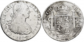 Charles IV (1788-1808). 8 reales. 1804. México. TH. (Cal-980). Ag. 26,74 g. Traces of welding at 12 o´clock on edge. Cleaned. VF. Est...50,00. 


 ...