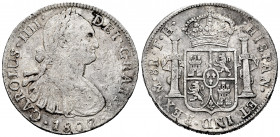 Charles IV (1788-1808). 8 reales. 1807. México. TH. (Cal-986). Ag. 26,80 g. Choice F. Est...40,00. 


 SPANISH DESCRIPTION: Carlos IV (1788-1808). ...