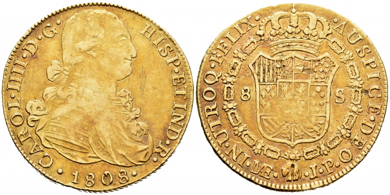 Charles IV (1788-1808). 8 escudos. 1808. Lima. JP. (Cal-1616). (Cal onza-1007). ...