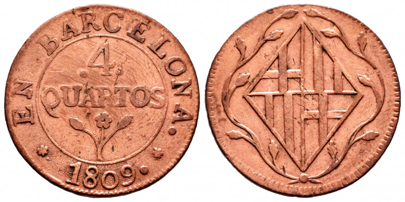 Joseph Napoleon (1808-1814). 4 quartos. 1809. Barcelona. (Cal-15). Ae. 8,09 g. C...
