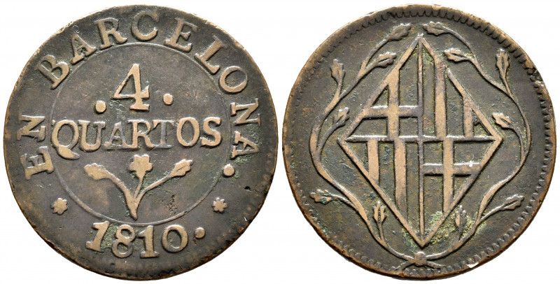 Joseph Napoleon (1808-1814). 4 quartos. 1810. Barcelona. (Cal-16). Ae. 7,56 g. A...