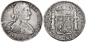 Ferdinand VII (1808-1833). 8 reales. 1810. México. HJ. (Cal-1314). Ag. 26,83 g. Almost VF. Est...65,00. 


 SPANISH DESCRIPTION: Fernando VII (1808...