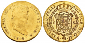 Ferdinand VII (1808-1833). 8 escudos. 1814. México. JJ. (Cal-1794). (Cal onza-1266). Au. 26,65 g. Cleaned. Choice VF. Est...1300,00. 


 SPANISH DE...
