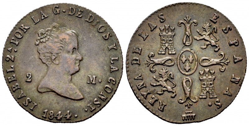 Elizabeth II (1833-1868). 2 maravedis. 1844. Segovia. (Cal-56). Ae. 2,12 g. Choi...