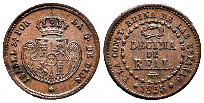 Elizabeth II (1833-1868). Decima de real. 1853. Segovia. (Cal-146). Ag. 3,73 g. ...
