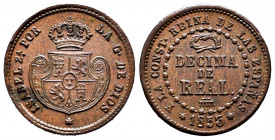 Elizabeth II (1833-1868). Decima de real. 1853. Segovia. (Cal-146). Ag. 3,73 g. Choice VF. Est...30,00. 


 SPANISH DESCRIPTION: Isabel II (1833-18...