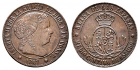 Elizabeth II (1833-1868). 1/2 centimo de escudo. 1867. Barcelona. OM. (Cal-200). Ae. 1,25 g. Almost XF. Est...25,00. 


 SPANISH DESCRIPTION: Isabe...
