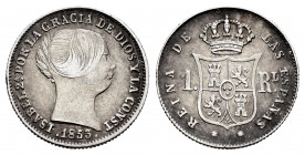 Elizabeth II (1833-1868). 1 real. 1853. Barcelona. (Cal-276). Ag. 1,34 g. VF. Est...18,00. 


 SPANISH DESCRIPTION: Isabel II (1833-1868). 1 real. ...