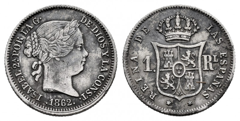 Elizabeth II (1833-1868). 1 real. 1862. Madrid. (Cal-311). Ag. 1,27 g. Choice VF...