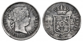 Elizabeth II (1833-1868). 1 real. 1862. Madrid. (Cal-311). Ag. 1,27 g. Choice VF. Est...25,00. 


 SPANISH DESCRIPTION: Isabel II (1833-1868). 1 re...