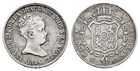 Elizabeth II (1833-1868). 1 real. 1844. Sevilla. RD. (Cal-315). Ag. 1,50 g. Choice VF/VF. Est...35,00. 


 SPANISH DESCRIPTION: Isabel II (1833-186...
