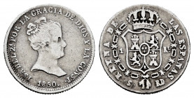 Elizabeth II (1833-1868). 1 real. 1850. Sevilla. RD. (Cal-318). Ag. 1,25 g. Almost VF. Est...18,00. 


 SPANISH DESCRIPTION: Isabel II (1833-1868)....