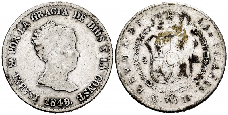 Elizabeth II (1833-1868). 4 reales. 1849. Madrid. CL. (Cal-tipo 124). 4,61 g. Co...