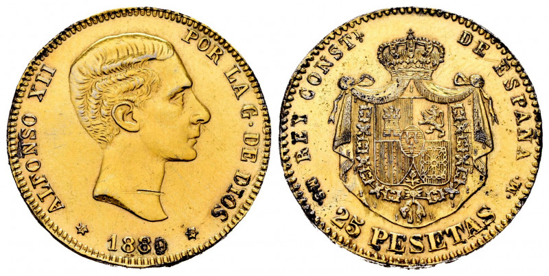 Alfonso XII (1874-1885). 25 pesetas. 1880 *18-80. Madrid. MSM. (Vti-155Fa). 7,77...