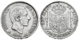 Alfonso XII (1874-1885). 50 centavos. 1881. Manila. (Cal-114). Ag. 12,92 g. VF. Est...25,00. 


 SPANISH DESCRIPTION: Alfonso XII (1874-1885). 50 c...