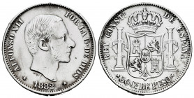 Alfonso XII (1874-1885). 50 centavos. 1882. Manila. (Cal-118). Ag. 12,88 g. Cleaned. VF/Choice VF. Est...25,00. 


 SPANISH DESCRIPTION: Alfonso XI...