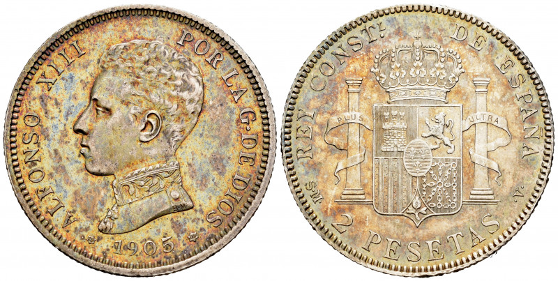Alfonso XIII (1886-1931). 2 pesetas. 1905*19-05. Madrid. SMV. (Cal-88). Ag. 9,87...