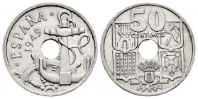 Estado Español (1936-1975). 50 centimos. 1949*19-51. Madrid. (Cal-21). 4,12 g. Inverted arrows. AU. Est...18,00. 


 SPANISH DESCRIPTION: Estado Es...