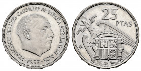 Estado Español (1936-1975). 25 pesetas. 1957*73. Madrid. (Cal-128). 8,44 g. PR. Est...40,00. 


 SPANISH DESCRIPTION: Estado Español (1936-1975). 2...