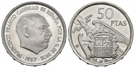 Estado Español (1936-1975). 50 pesetas. 1957*74. Madrid. (Cal-143). 12,24 g. PR. Est...50,00. 


 SPANISH DESCRIPTION: Estado Español (1936-1975). ...