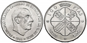 Estado Español (1936-1975). 100 pesetas. 1966*19-68. Madrid. (Cal-147). Ag. 19,00 g. Plenty of original luster. FDC. Est...25,00. 


 SPANISH DESCR...