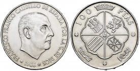 Estado Español (1936-1975). 100 pesetas. 1966*19-70. Madrid. (Cal-150). Ag. 18,89 g. Original luster. Mint state. Est...30,00. 


 SPANISH DESCRIPT...