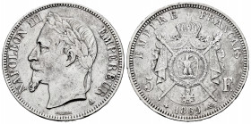 France. Napoleon III. 5 francs. 1869. Paris. A. (Km-799). (Gad-739). Ag. 24,80 g. Cleaned. VF. Est...40,00. 


 SPANISH DESCRIPTION: Francia. Napol...