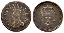 United Kingdom. Charles I. Ponderal. 1624-1649. (Cruz-992). Anv.: Crowned bust of Charles I left; CAROLVS REX around. Rev.: An X, crowned, a smaller S...