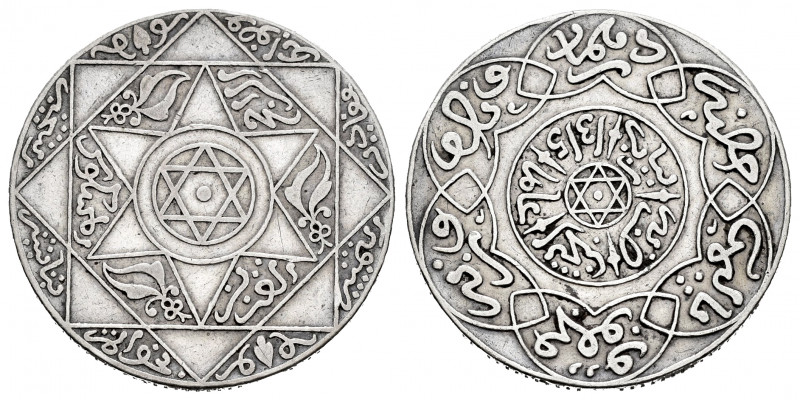 Morocoo. Abdelaziz ben Hassan. 2 1/2 dirhams. 1315 H (1898). (Y-11.1). Ag. 7,12 ...