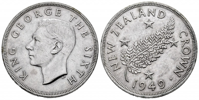 New Zealand. George VI. 1 crown. 1949. (Km-22). Ag. 28,30 g. Choice VF. Est...30...