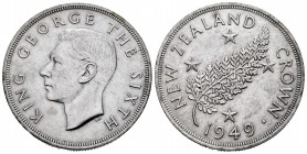 New Zealand. George VI. 1 crown. 1949. (Km-22). Ag. 28,30 g. Choice VF. Est...30,00. 


 SPANISH DESCRIPTION: Nueva Zelanda. George VI. 1 crown. 19...
