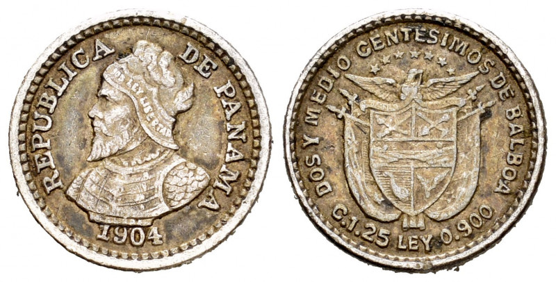 Panama. 2 1/2 centesimos. 1904. (Km-1). Ag. 1,29 g. Almost XF. Est...20,00. 

...