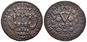Portugal. D. Joao V (1706-1750). 5 reis. 1728. (Gomes-19.02). Ae. 7,52 g. VF. Est...30,00. 


 SPANISH DESCRIPTION: Portugal. D. Joao V (1706-1750)...